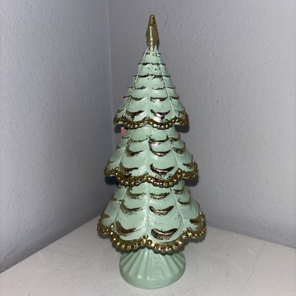 Cupcakes and Cashmere Green and Gold Glittery Christmas Tree Decor Mini Small 5" - Picture 3 of 4